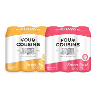Four Cousins Sweet White, or Sweet Rosé. 440ML